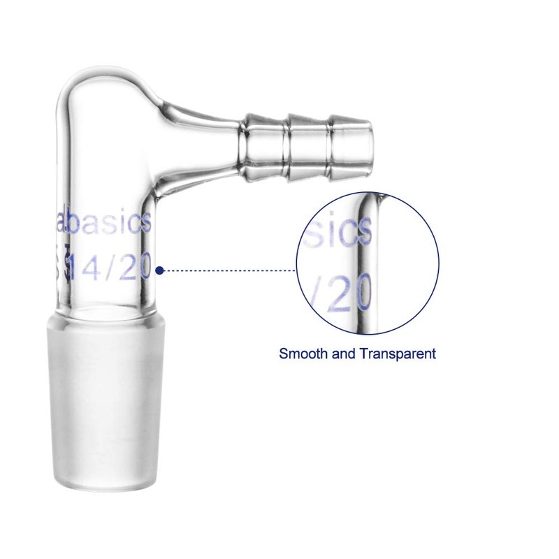 Labasics Glass 90 Degree Vacuum/Gas Adapter, Borosilicate Glass Bent Inlet