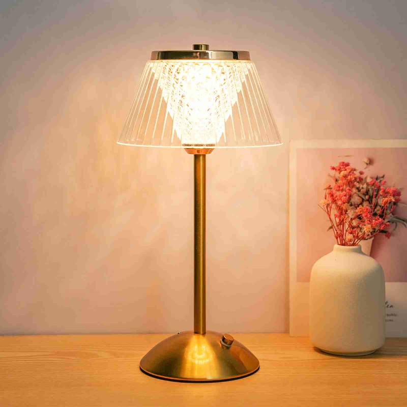 LED Crystal Table Lamp Bedroom Study Room Rechargeable Night Lamp