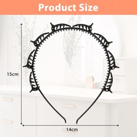 LOPHE 2PCS Clip Headbands Double Bangs Hairstyle Hairpin, Teeth Comb Hair Hoop Headband With Clips Attached, Non-Slip Multi-Layer Hollow Woven Double Layer Twist Plait DIY Headband for Women Girls