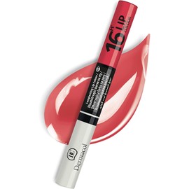 Dermacol 2-in-1 long-lasting lip colour and gloss kiss-proof and without lipstick stains - brilliant lipstick with strong colour - lipstick 16H. Cherry red
