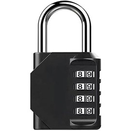 Gym Padlock, 4 Digit Outdoor Waterproof Resettable Combination Padlock for School Gym Locker(1 Pack Black)