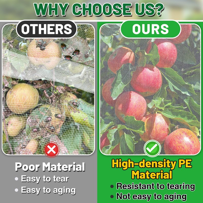 Easy Installation Fruit Tree Netting with Zipper & Drawstring -