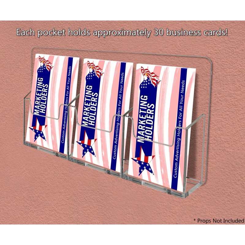 Marketing Holders Business Card Holder Vertical 3 Pocket Clear Acrylic