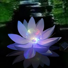 ERYRYIREI 4Pack Lotus Floating Solar Lights for Ponds, Solar Powered Pool Lotus Flowers LED Fairy Light Waterproof Outdoor Submersible Water Lantern Lights (Blue&Green)