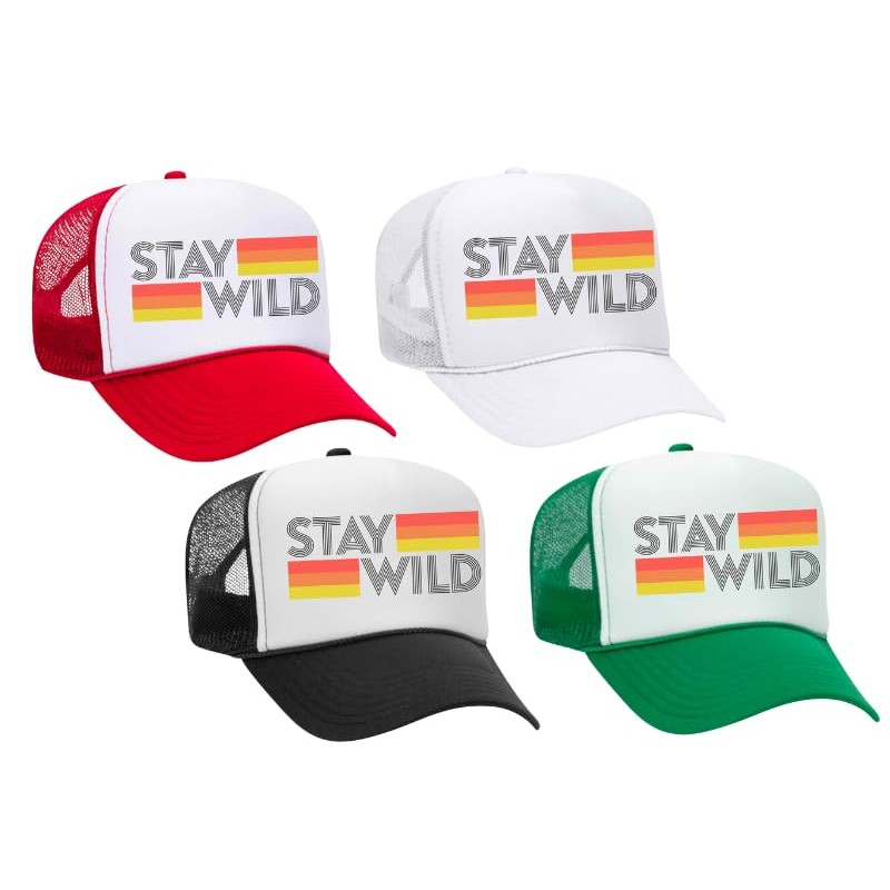 Glitter Lids Stay Wild Trucker Hat Black/White