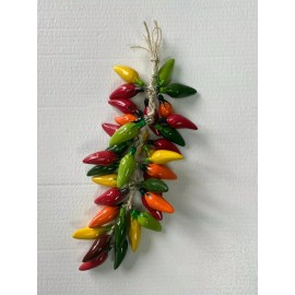 Unbranded CERAMIC JALAPENO CHILI PEPPER RISTRA , MEXICO , HANGING DECOR , MULTICOLOR
