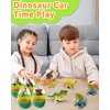 Greingways 4 Pack Dinosaur Pull Back Cars Prefilled Plastic Easter