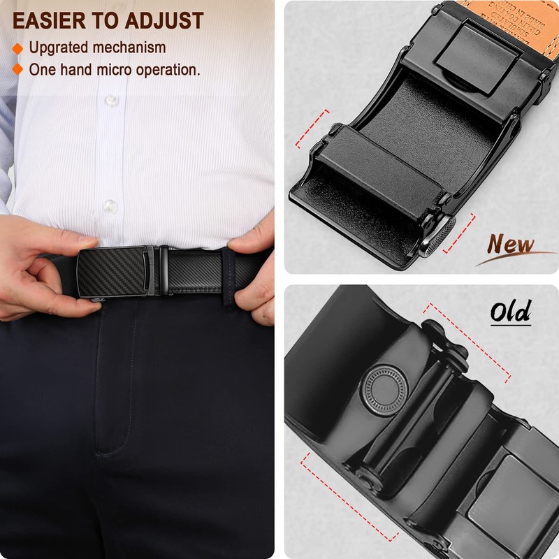 KEMISANT Men's Leather Belt Ratchet Automatic Buckle for Men Business