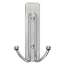 Command Large Double Bath Hook, Satin Nickel, 2-Hooks, 2-Large Water-Resistant Strips