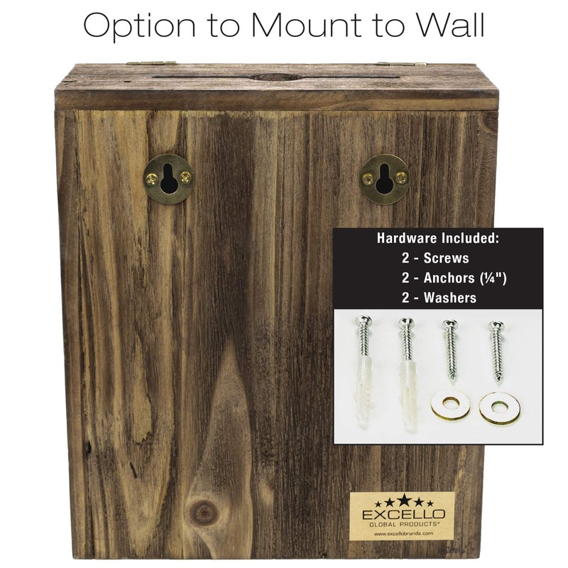Excello Global Products Rustic Suggestion Box with Lock: Wooden Ballot