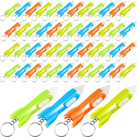 Haconba 100 Packs Helicopter Flashlight Keychain Rocket Flashlight Keychain for Birthday New Year Space Theme Party Favors, 4 Colors