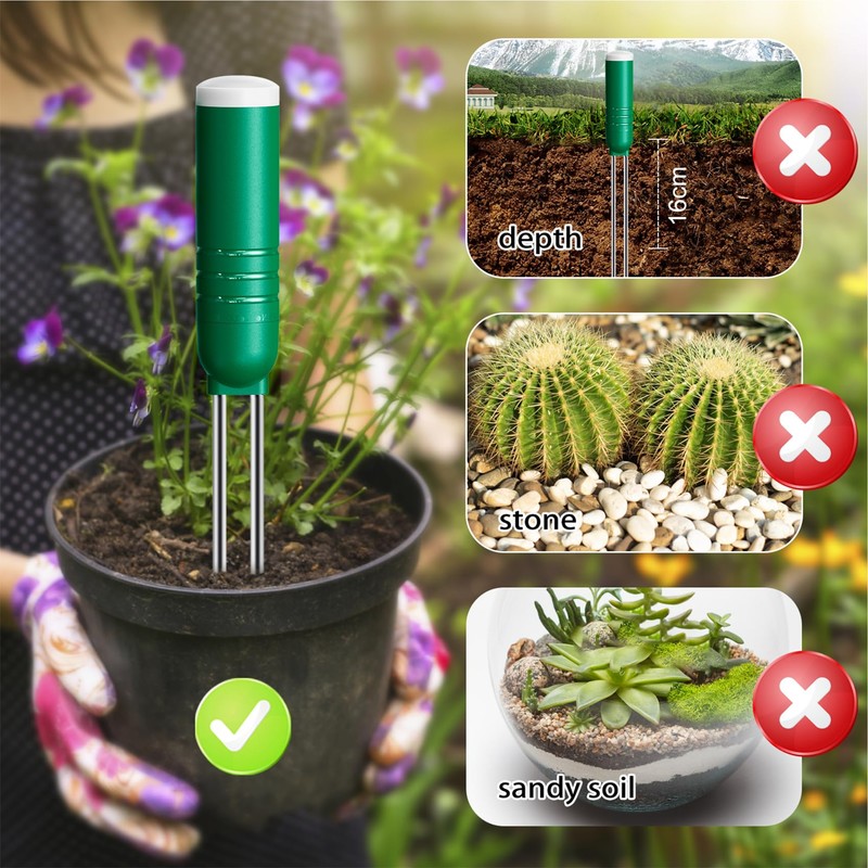Reyke Soil Moisture Meter for Plants, 4-in-1 Soil Tester for
