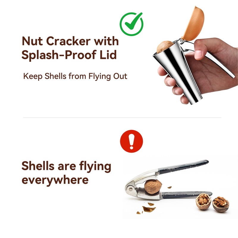 Nut Cracker, Heavy Duty Nutcracker with Splash-Proof Lid, Walnut Cracker