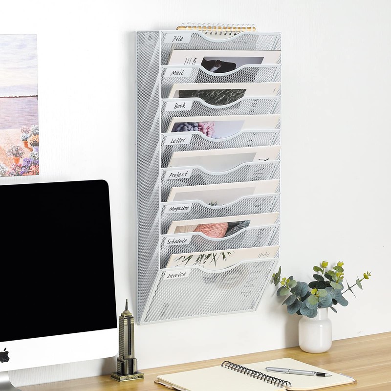 PAG Hanging Wall File Holder Organizer Mail Sorter Literature Rack