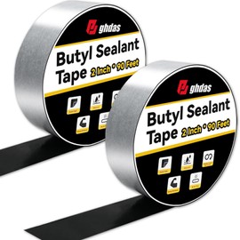 Bghdas - 2 Pack Butyl Sealant Tape 2" X 90' - Double Sided - Black Vapor Barrier Butyl Tape for Wall of Crawl Space, Rv Windows, Deck Boat, Crawlspace (Waterproof, Weatherproof)