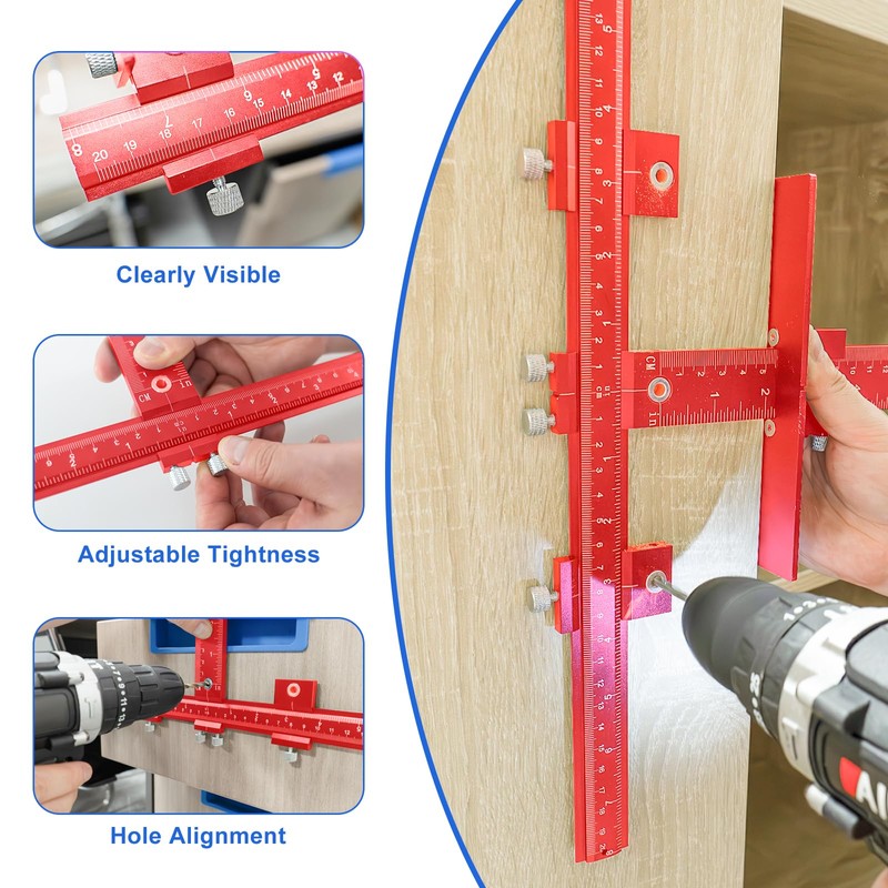 Cabinet Hardware Jig,Aluminum Alloy Cabinet Door Handle Jig for Handles