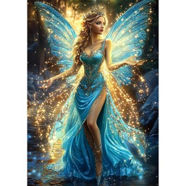 NEWENMO Elegant Fairy Diamond Painting Kits Adults,5D Glowing Wings Diamond Art Kits Complete,DIY Full Drill Crystal Embroidery Gifts,Dreamy Diamond Art Craft,for Living Room Home Decor - 30x40cm