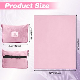 2-in-1 Travel Blanket & Travel Pillow with Zip, Multifunctional Pillow, Soft & Warm Plane Blanket, Cuddly Blanket, Pillowcase, Compact Blanket for Plane, Car, Office, Travel, 127 x 152 cm (Pink)