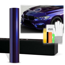 20"x60" (1.6FTx5FT) PET Super Gloss Metallic Royal Indigo Blue High Glossy Vinyl Wrap Auto Car Sticker Decal Film Sheet Bubble Free Air Release Technology with Tool Kit