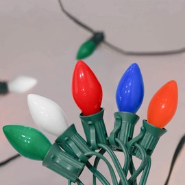 Abeja C7 LED Easter Lights Multicolor 25Ft Outdoor Ceramic String Lights with 27 Multicolor LED Bulbs, Vintage Christmas Lights for Indoor Outdoor Party Yard Garden Patio Home Easter Decor