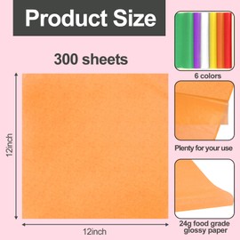 Olutacot 300 Sheets Deli Wax Paper, 12x12 Inch, Multicolor, Food Wrapping Paper for Bread, Sandwiches, Parties, Picnics