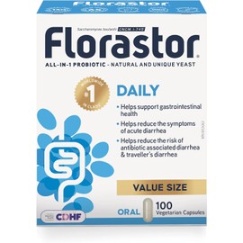 Florastor - Saccharomyces Boulardii CNCM I-745 - Daily All in One Probiotic - Supports Gut Health & Immune System - The #1 Probiotic in class Worldwide - Value Size - For Adults & Family 100 caps