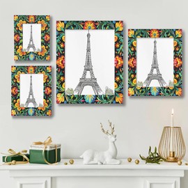 Mintoprints Colorful Mexican 8x10 Picture Frame, Mexican Flowers Wood Photo Frame for Wall or Tabletop Display Pictures 5x7 with Mat or 8x10 without Mat