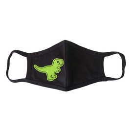 unik KIDS cloth Face Covering 3 Pack, 2 layers, Cotton, Designer, Washable, Reusable, Multi Pack- T Rex/Green Camo/Black KIDS Size