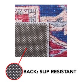 SAFAVIEH Tucson Collection Area Rug - 4' Square, Red & Navy, Persian Medallion Design, Non-Shedding Machine Washable & Slip Resistant Ideal for High Traffic Areas in Living Room, Bedroom (TSN108Q)