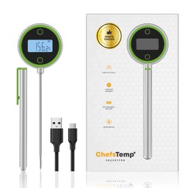 ChefsTemp Pocket Pro 1-Second Instant Read Digital Meat Thermometer Rechargeable for Grilling, Food, BBQ, Kitchen Cooking, Oil Deep Frying & Candy (Lime Zest)