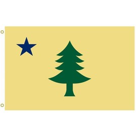 PringCor 3x5FT Large Maine State Flag Banner 1901-1903 ME (3x5FT Yellow)