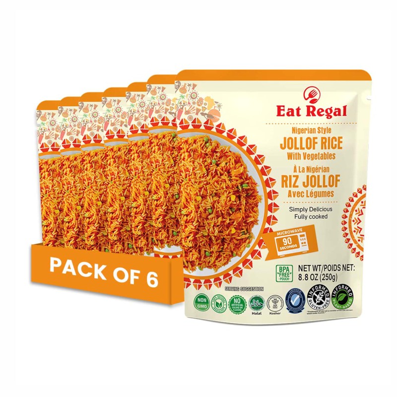 Eat Regal Jollof Rice with Vegetables, 8.8 Ounce, Pack of