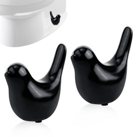 2pcs Toilet Bolt Caps, Bird Shape Ceramic Toilet Bolt Covers Hidden Toilet Screw Cover Caps Decorative Toilet Bolt Caps Animals for Bathroom Toilet Decoration (Black)
