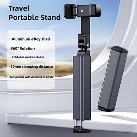 ARFUKA Airplane Phone Holder Adjustable Travel Essentials Phone Holder Mount Desktop Aluminum Handsfree Phone Stand with 360 Rotation for Flying Home Office