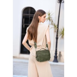 Gladdon Umhängetasche Damen, Schultertasche mit Reißverschluss, Crossbody Bag, Leder handtasche klein, Breite Schultergurte Jacquard-Gewebe