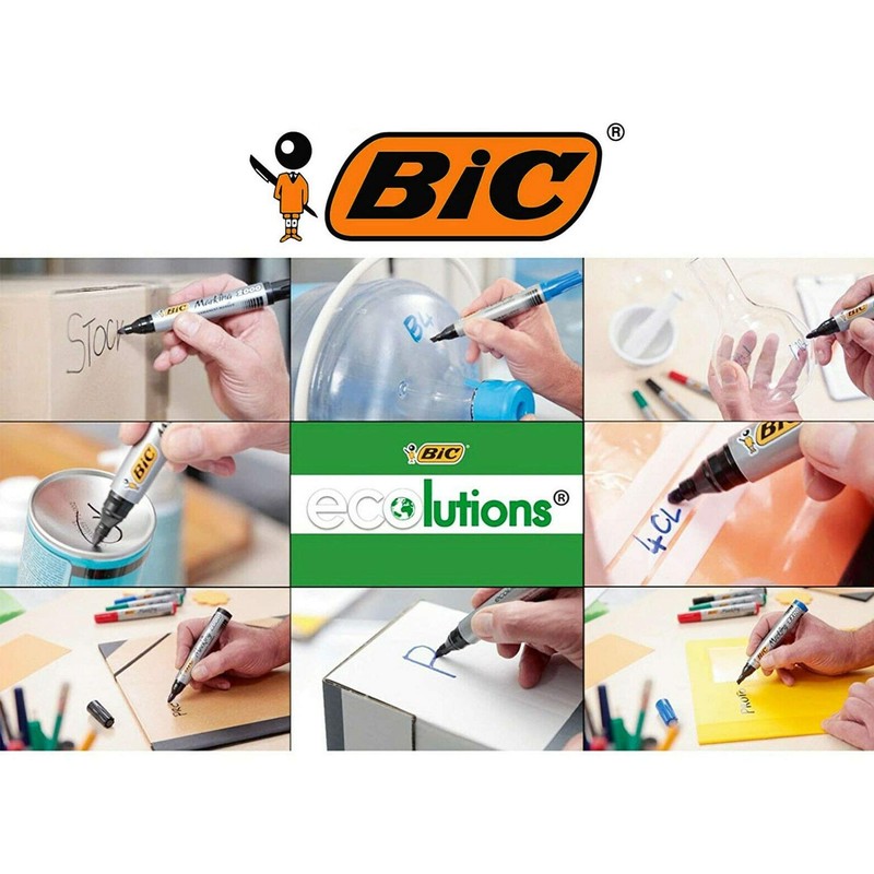 BIC 2300 Permanent Black MARKERS Pens Craft Home School Office