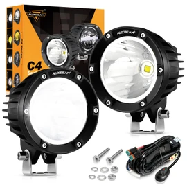 Auxbeam 4 Inch 72W Round Offroad Lights, 2PCS 7200LM LED Driving Pod Spot Lights White Beam with Wiring Harness Fit for Jeep Vehicle Truck SVU Motorcycle UTV