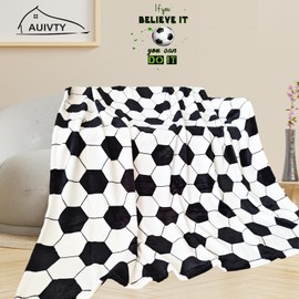 AUIVTY Soccer Blanket Soccer Gifts for Boys 8-12 Soccer Team Coach Gifts Fleece Throw Blanket Kids Men Soccer Lover for Birthday Christmas (40"x50", Soccer)