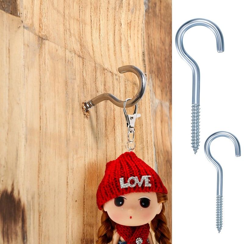 44 Piece Screw Hook Set: 12 Threaded Hook Screws &