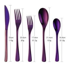 Baikai Heavy-duty Dinerware Silverware Set, 20 Pieces Purple Flatware Cultery Sets, Stainless Steel Kitchen Utensils Service for 4