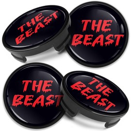 Biomar Labs 4 x 54 mm Hub Caps Compatible with Ford Wheel Centre Caps Wheel Hub Caps Alloy Wheels The Beast Red CF 55