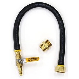 Winterize Sprinkler System, Outdoor Faucet, RV, Camper, and Travel Trailer: Air Compressor Plug To Garden Hose Faucet Blow Out Adapter (Lead-Free Brass) with Male-to-Male Fitting, 20" Long