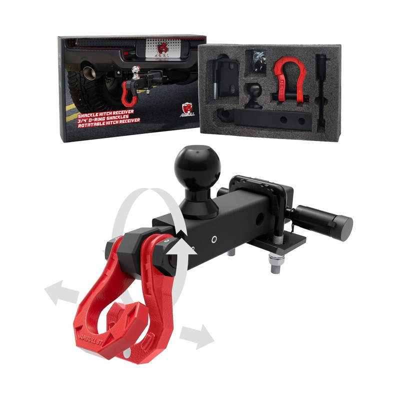 AMBULL Rotatable D Ring Separate Shackle Trailer Hitch Receiver &