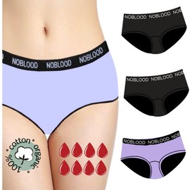 NoBlood Starter Pack Teens - Set of 3 - Leak Proof Period Panties - Washable - Cotton - Eco-Friendly (Teens-pack, 3XS)
