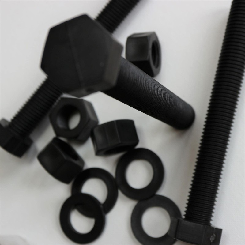 5 x Black Hexagon Head Screws Polypropylene (PP) Plastic Nuts,