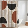 Jimuzi Boho Minimalistic Linen Shower Curtain Abstract Geometric Shapes Lines