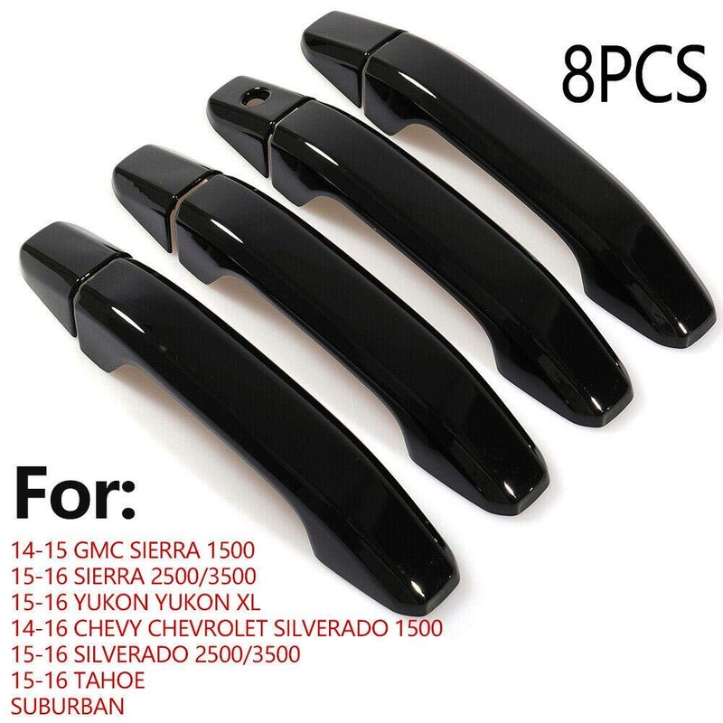 Overun Glossy Black Painted Side Door Handle+Tailgate with Backup Camera