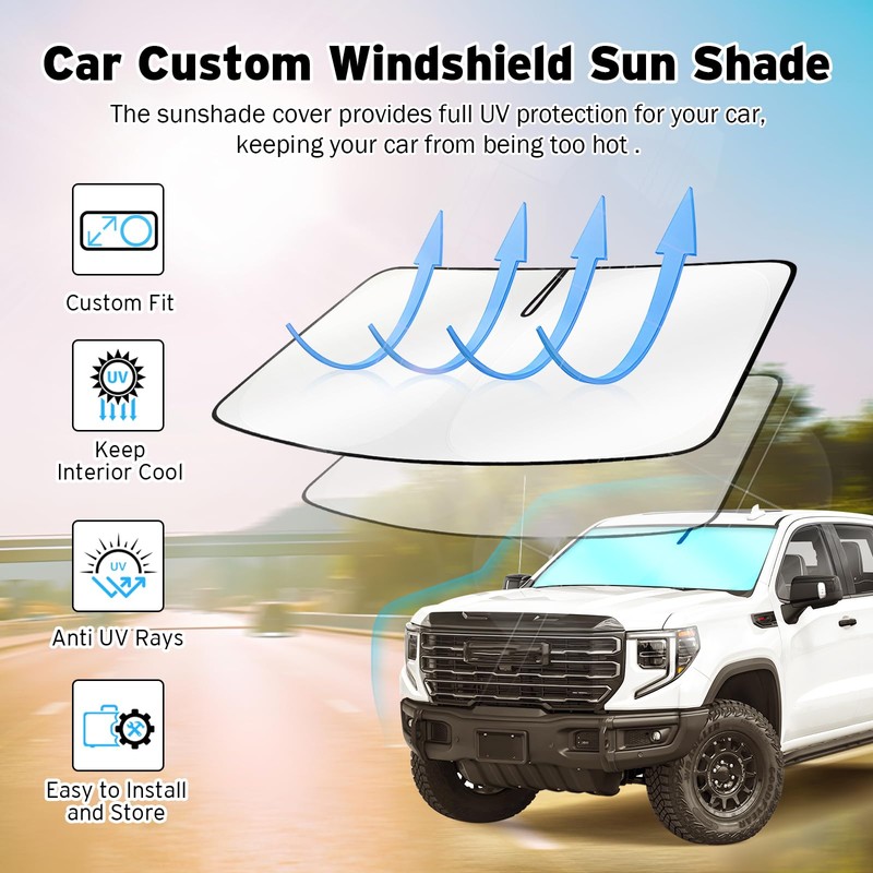 Windshield Sun Shade for 2019-2024 2025 GMC Sierra 1500 2500