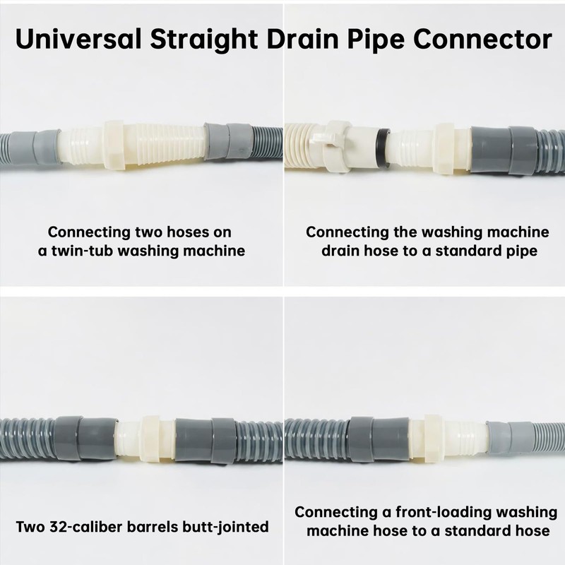 QruiLanTu Universal Drain Pipe Connector,Washing Machine Drain Hose Extension Fitting,with