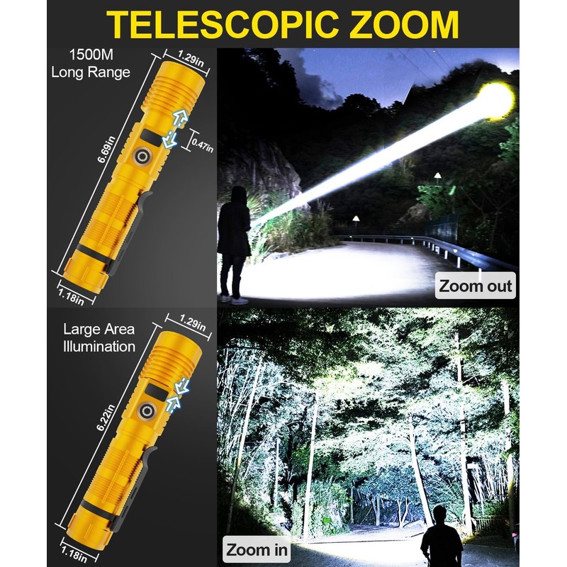 Rechargeable Flashlight High Lumens- Super Bright Magnetic Flash Light with
